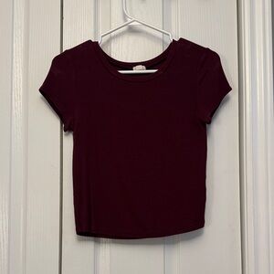 Garage Deep Red Ribbed Crop Top